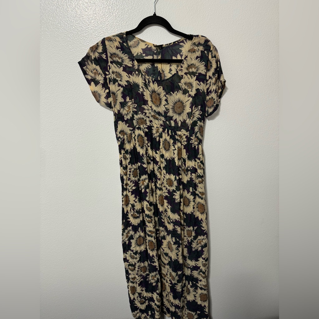 Vintage Women’s Nash Sunflower Maxi Summer Dress Size Medium
